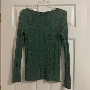 Ralph Lauren Green Cable Knit Sweater Top
